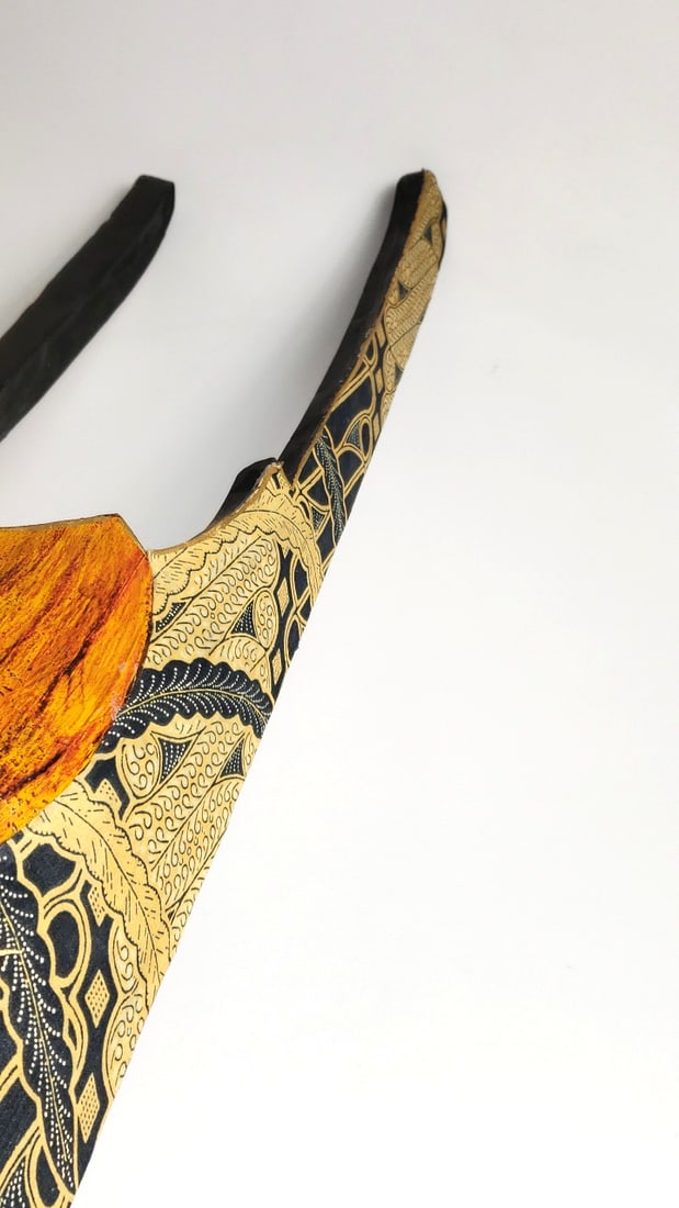 Vintage Handcrafted 40" Long Decorative Wooden Face Mask with Intricate Pattern Design Hand Made In - 5