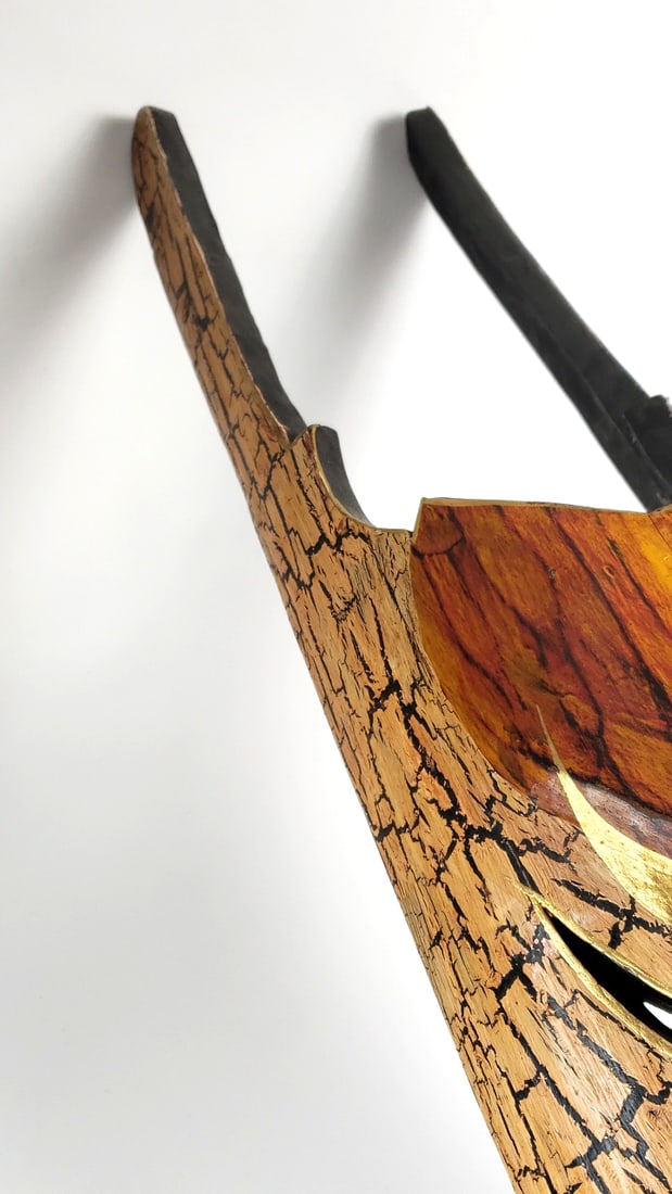Vintage Handcrafted 40" Long Decorative Wooden Face Mask with Intricate Pattern Design Hand Made In - 6
