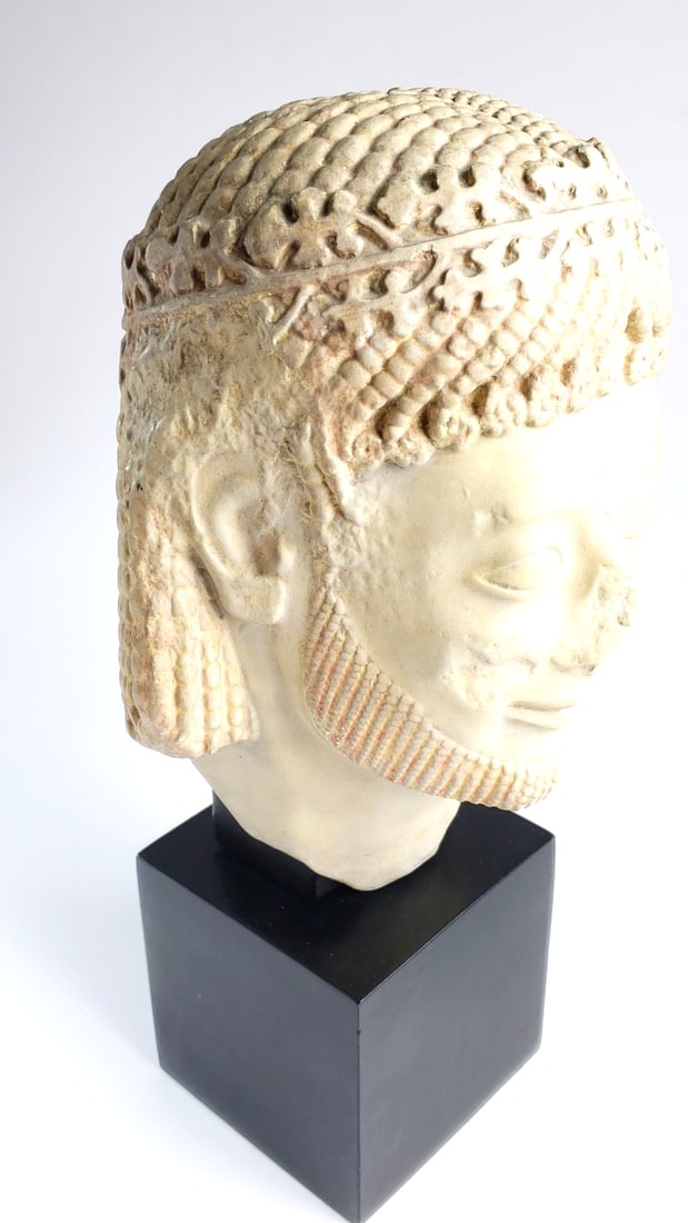 1966 Alva Museum Louvre Replicas Inc. Archaic Greek Style Male Head Bust Large / Heavy Sculpture - 2