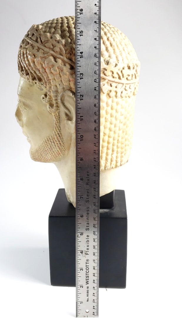 1966 Alva Museum Louvre Replicas Inc. Archaic Greek Style Male Head Bust Large / Heavy Sculpture - 7