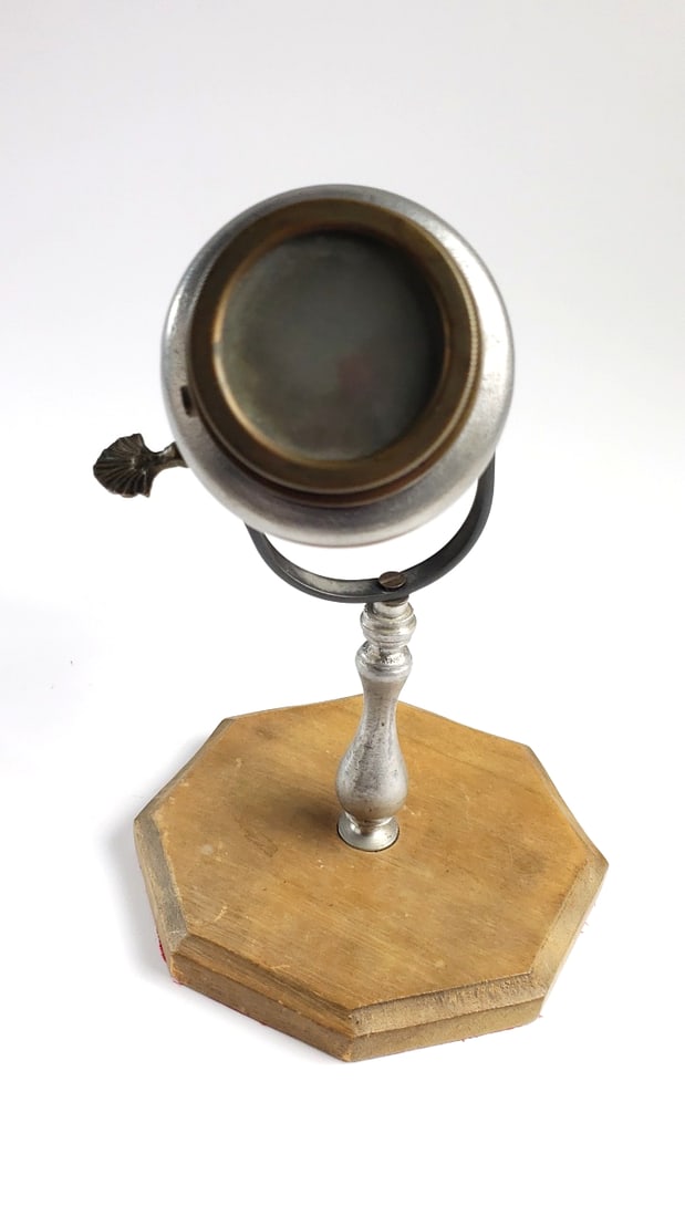 Vintage Brass and Iron Kaleidoscope on Wooden Stand - 6