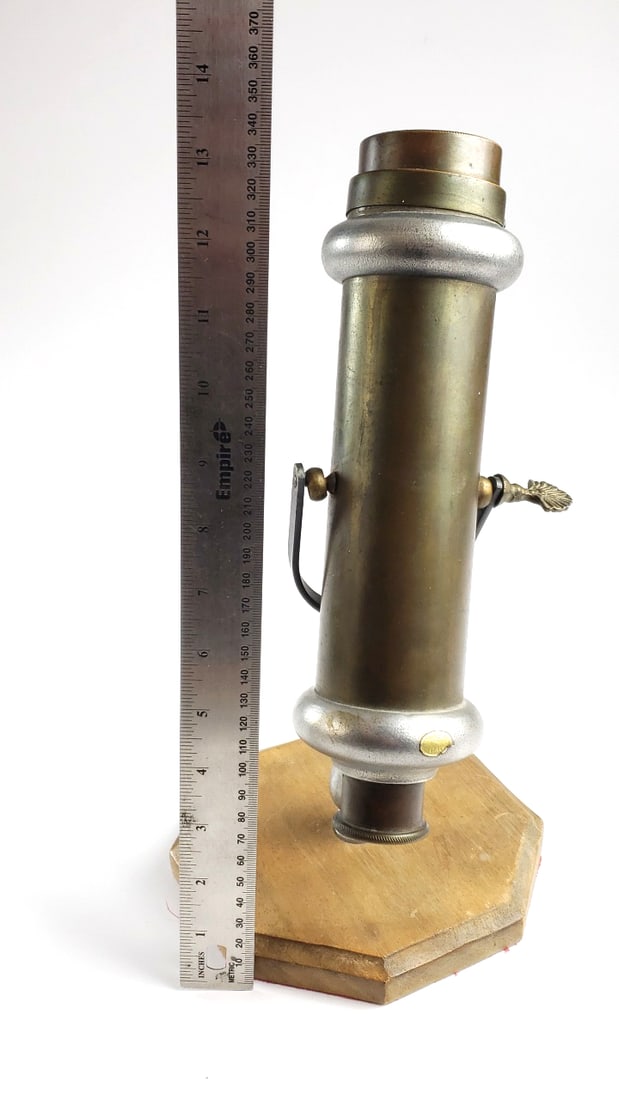 Vintage Brass and Iron Kaleidoscope on Wooden Stand - 7