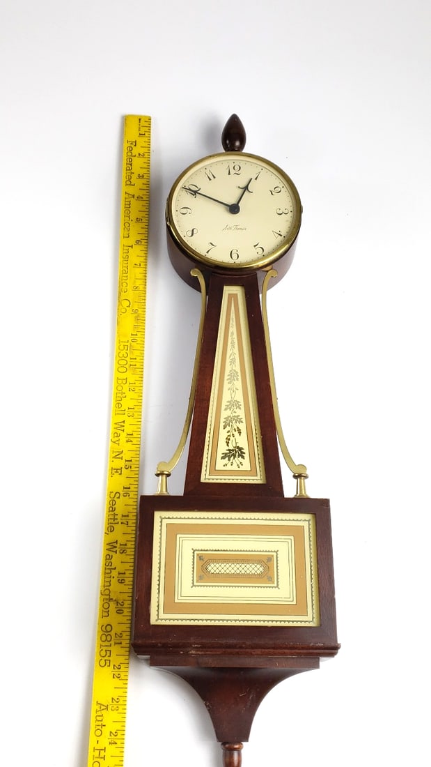 Seth Thomas 25" Banjo Wall Clock with Gold Brass Accents - 7