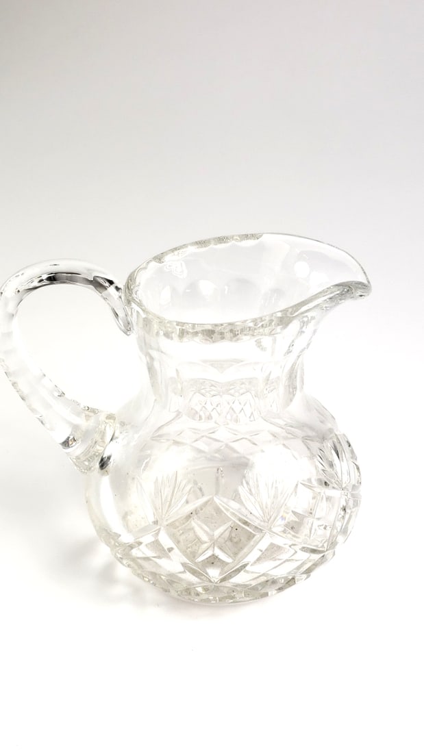Waterford Mini 5" Glass Pitcher with Etched Floral Design and Handle - 2