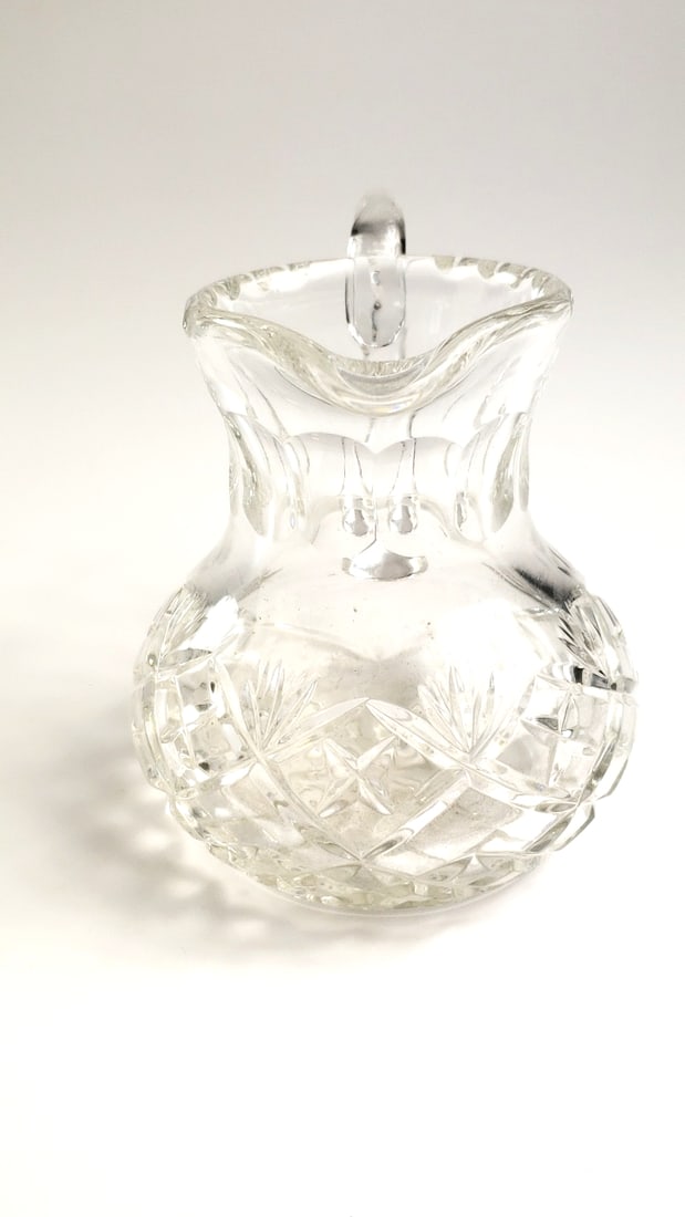 Waterford Mini 5" Glass Pitcher with Etched Floral Design and Handle - 3