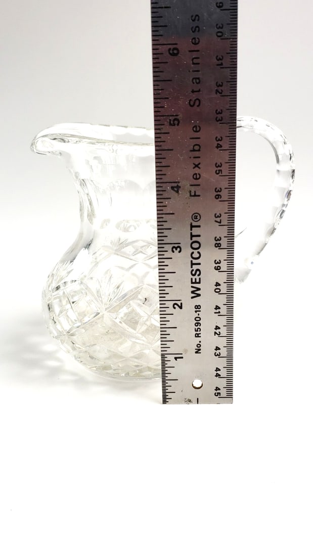 Waterford Mini 5" Glass Pitcher with Etched Floral Design and Handle - 5