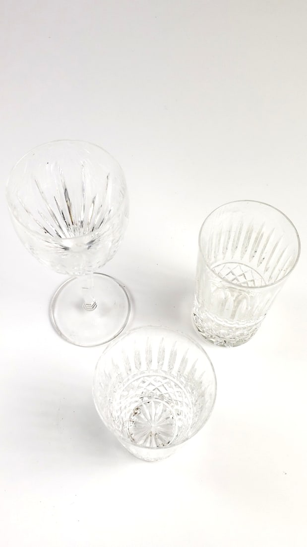 Lot of 3 Water Crystal Cut Glass, Goblet and Tumbler - 2