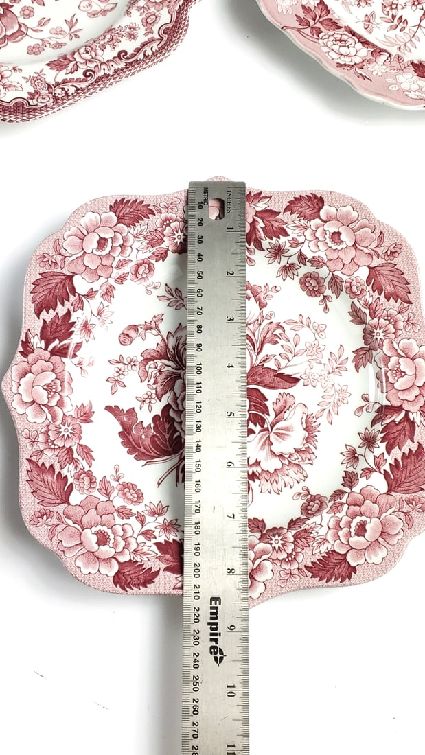 Spode Archive Collection Cranberry Floral 8.5" Plates Set of 5 - 4