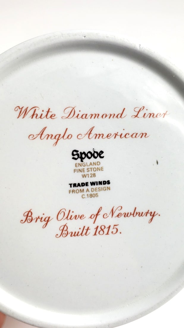 Spode Trade Winds White Diamond Liner Anglo American Coffee Mug - 2