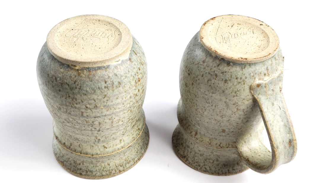 Handmade Pottery Stoneware Pitcher and Mug Set w/ Artist Signature - 2
