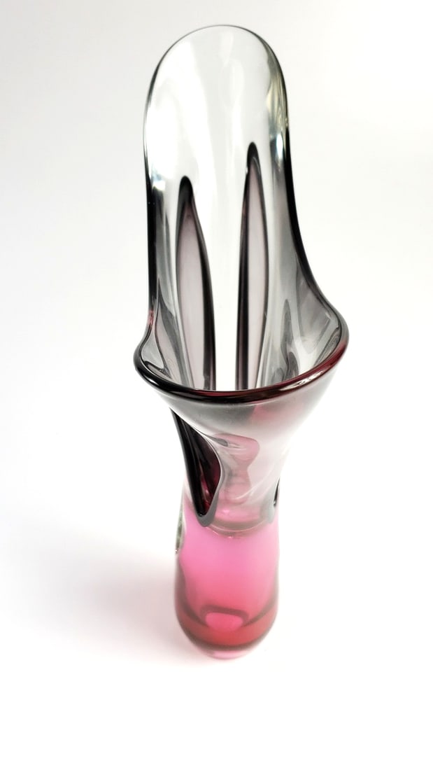 Red Hand Blown Glass Vase Signed A. Jablonski 17" Tall - 3