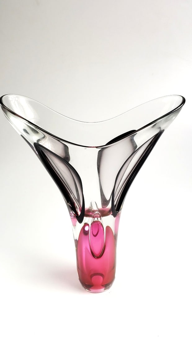 Red Hand Blown Glass Vase Signed A. Jablonski 17" Tall - 4