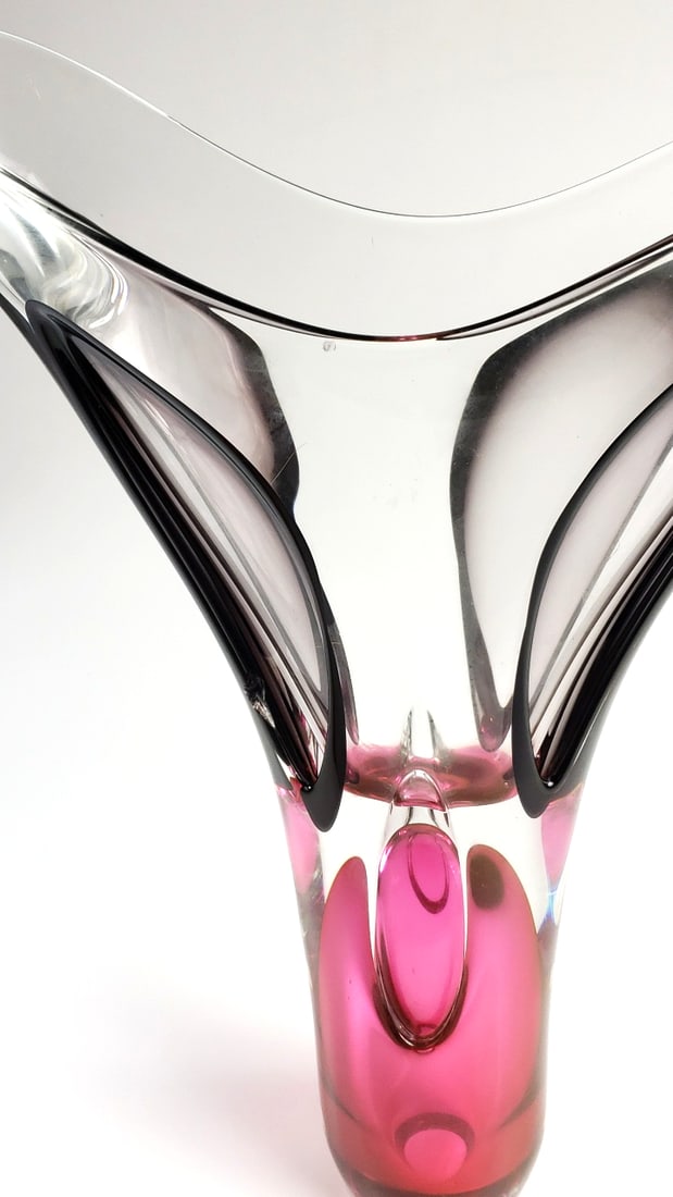 Red Hand Blown Glass Vase Signed A. Jablonski 17" Tall - 7