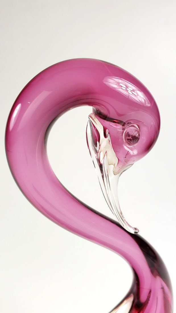 Vintage Murano Glass Pink Swan Sculpture 14" - 3
