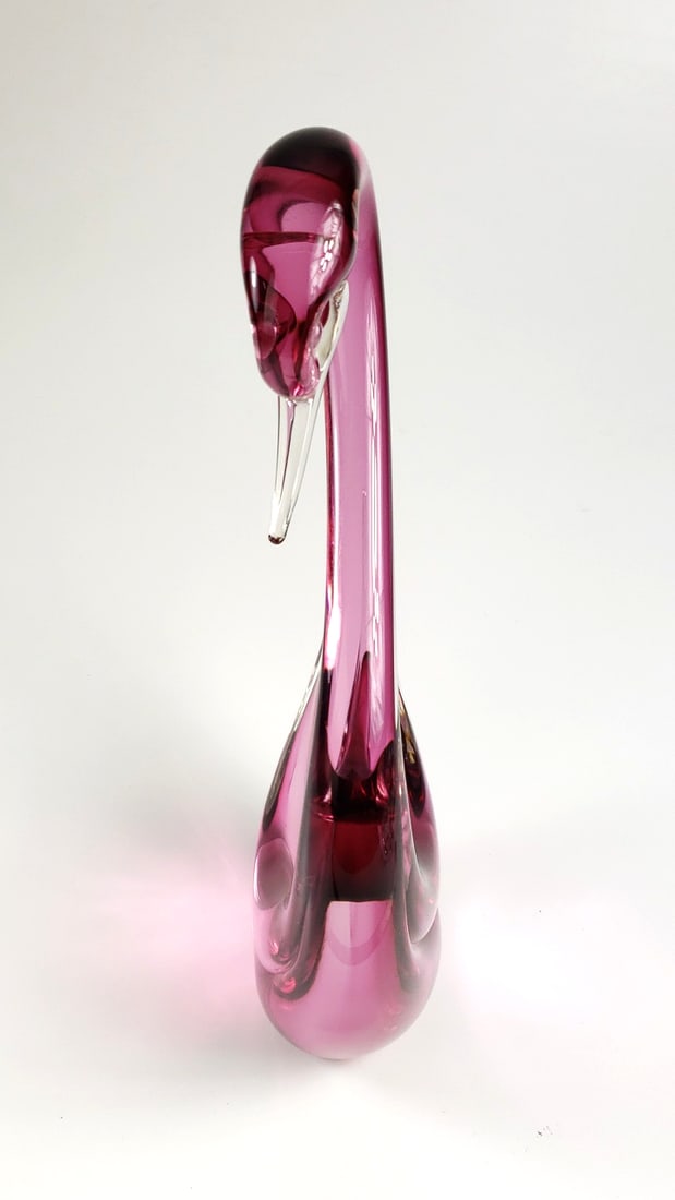Vintage Murano Glass Pink Swan Sculpture 14" - 6