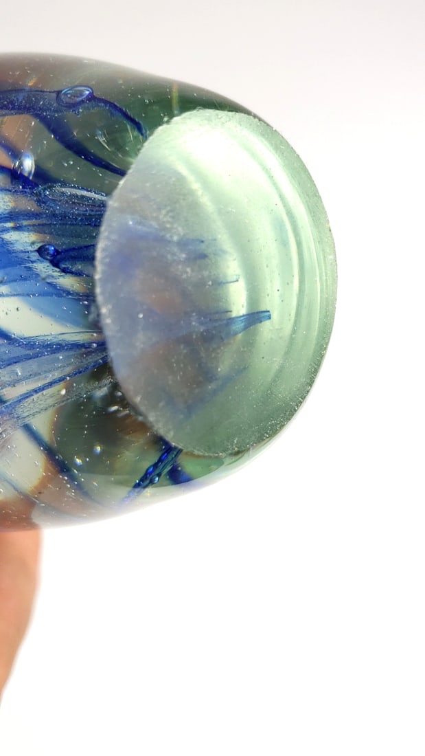 Glass Art 4" Paperweight with Blue Jellyfish Design - 6