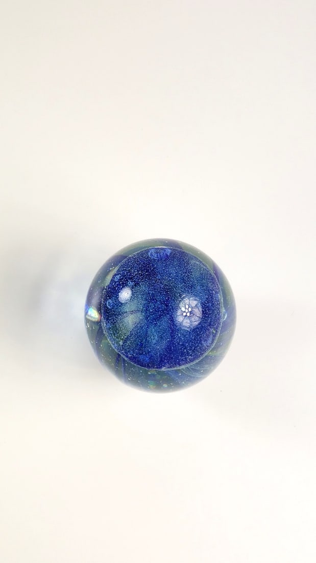 Glass Art 4" Paperweight with Blue Jellyfish Design - 7