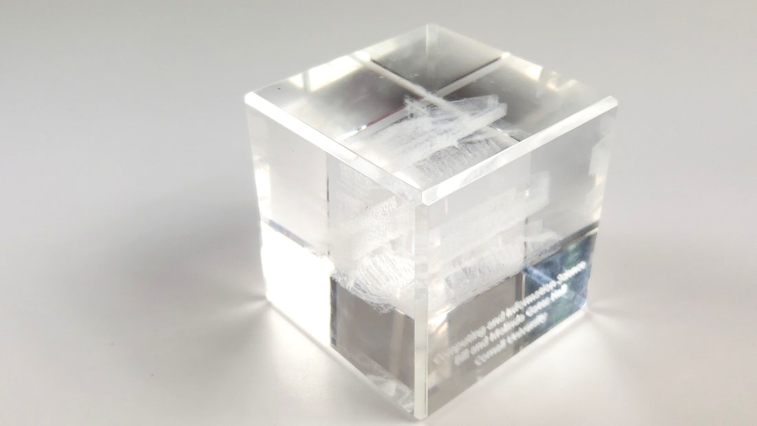 Cornell University Bill Gates Hall Computing and Information Science Glass Paperweight Block - 2