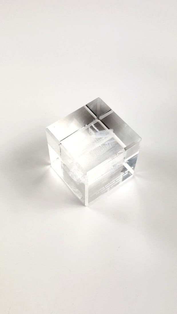 Cornell University Bill Gates Hall Computing and Information Science Glass Paperweight Block - 3