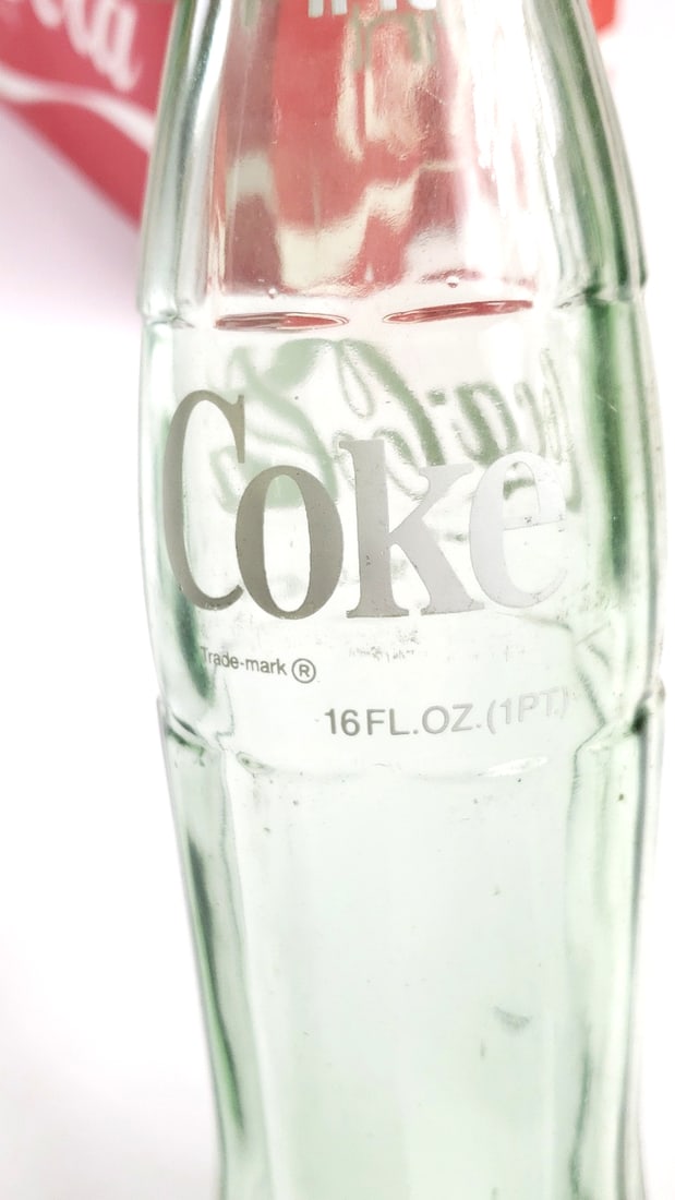 Vintage Coca-Cola 16 oz Green Glass 8-Pack Bottles USA Made with Original Carrier - 2