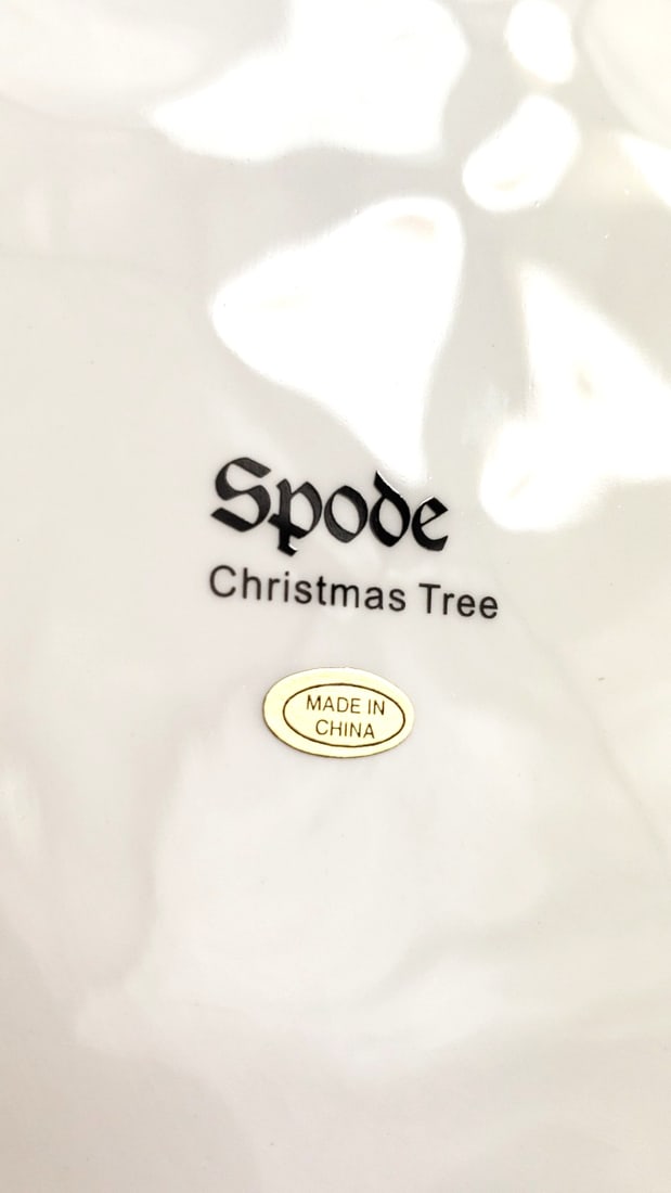 Spode Large 14" Ceramic Christmas Tree Cookie Jar with Santa and Ornaments Figurine Decor - 3