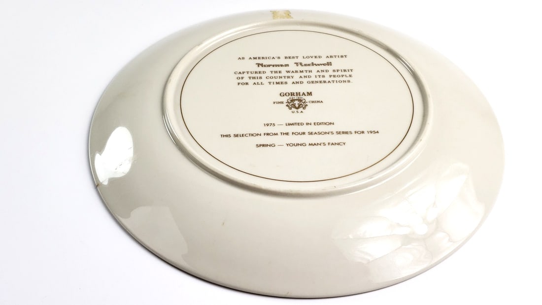 Norman Rockwell Gorham Fine China 10" Plate 1975 Limited Edition Young Man's Fancy - 2