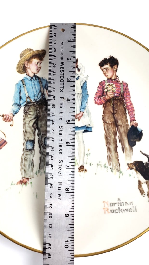 Norman Rockwell Gorham Fine China 10" Plate 1975 Limited Edition Young Man's Fancy - 4