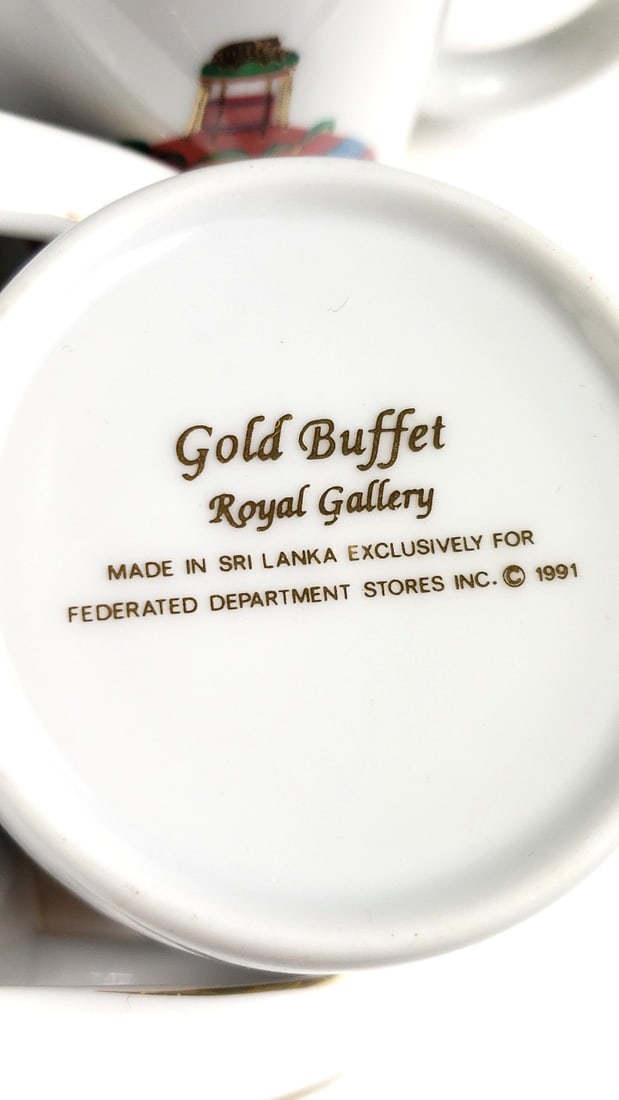 Gold Buffet Royal Gallery Coffee Cup Set Of 8, Made in Sri Lanka, 1991 - 2