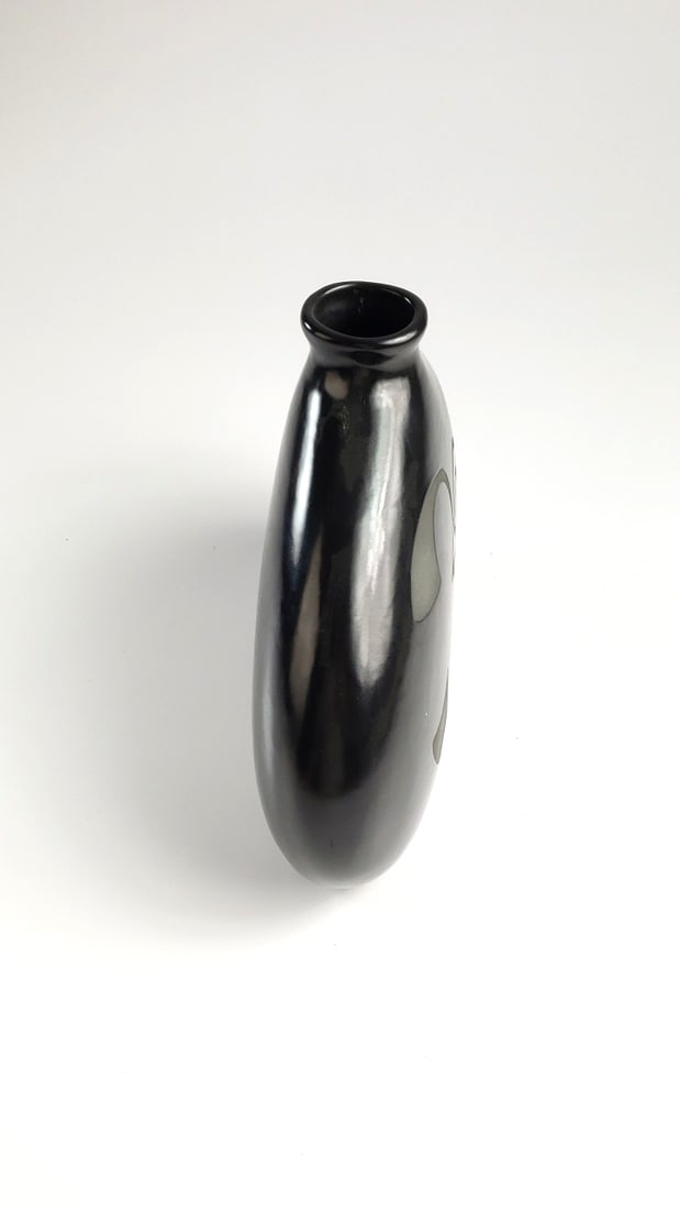 Native 11" Long Pottery Ceramic Vase Vintage Abstract Design - 3