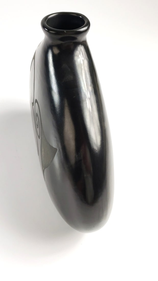 Native 11" Long Pottery Ceramic Vase Vintage Abstract Design - 5