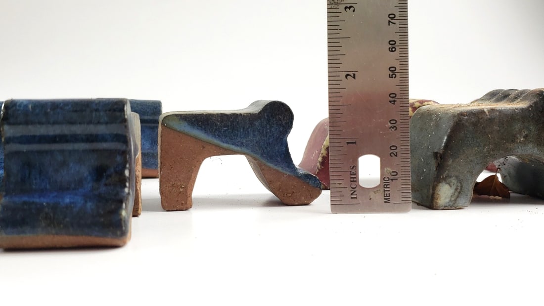 Lot Of Vintage Ceramic Plant Pot Feet Blocks / Lifts Risers with Various Colors and Textures - 5