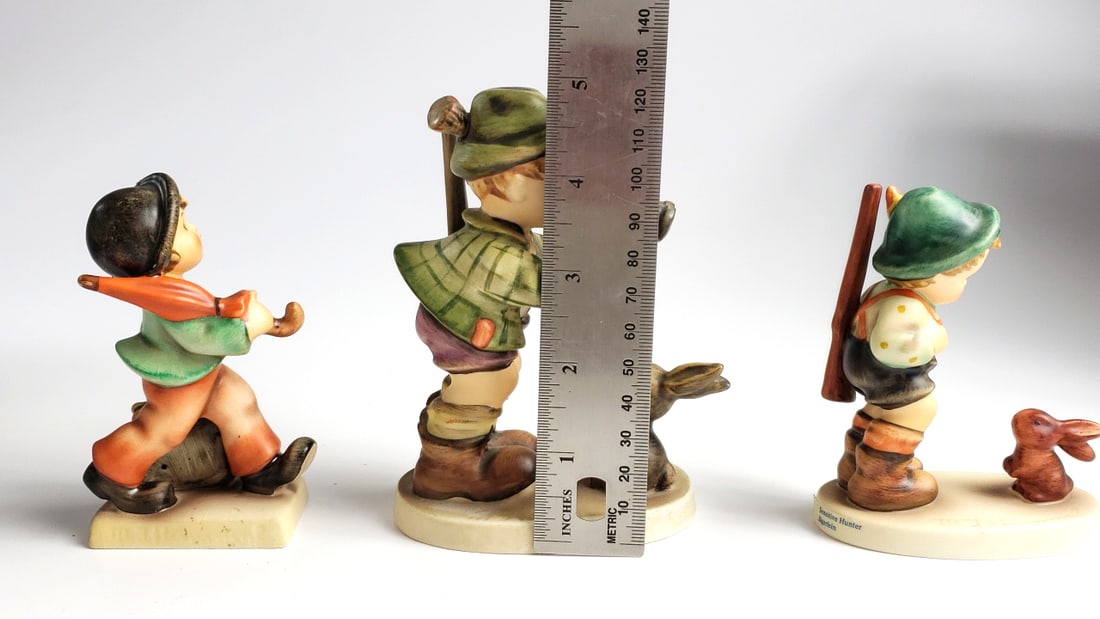 Vintage Hummel Style Porcelain Figurines Set of 3 - Boy with Rabbit Scene - 3