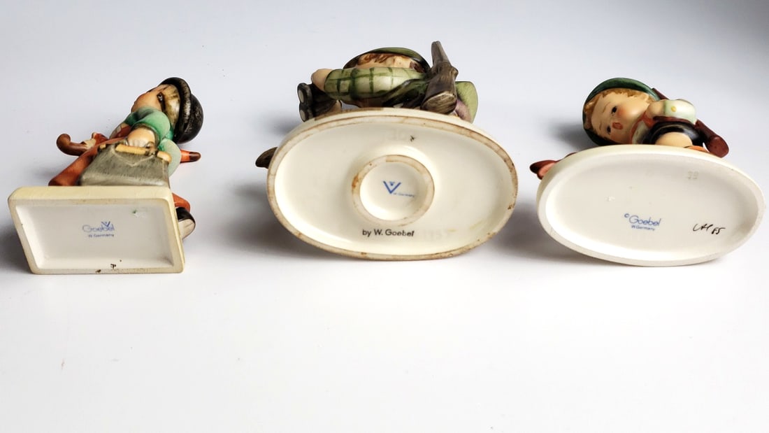 Vintage Hummel Style Porcelain Figurines Set of 3 - Boy with Rabbit Scene - 4