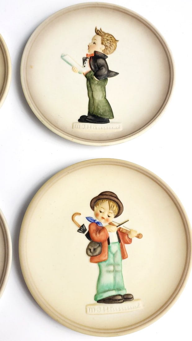 Set of 4 Hummel "Little Music Makers" 1983 Mini Porcelain Wall Plaques with Children Playing Inst... - 3