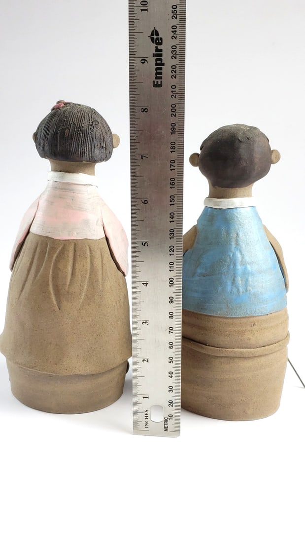 Vintage Ceramic Figurines of Boy and Girl Holding Fish - 5
