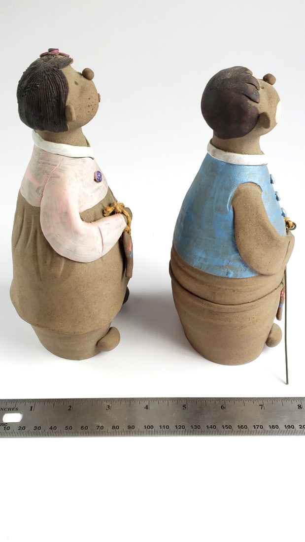 Vintage Ceramic Figurines of Boy and Girl Holding Fish - 6
