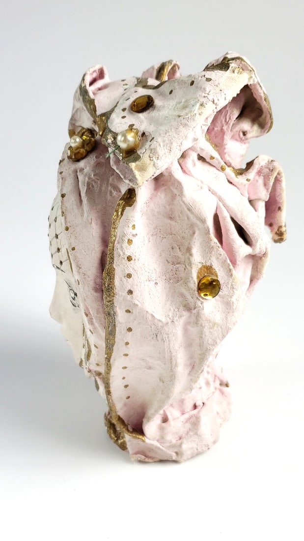 Venetian Style Ceramic Mask with Gold and Pearl Accents - 3