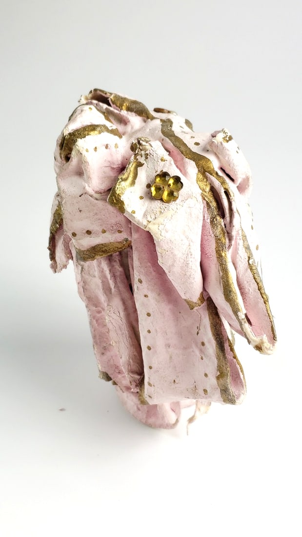 Venetian Style Ceramic Mask with Gold and Pearl Accents - 5