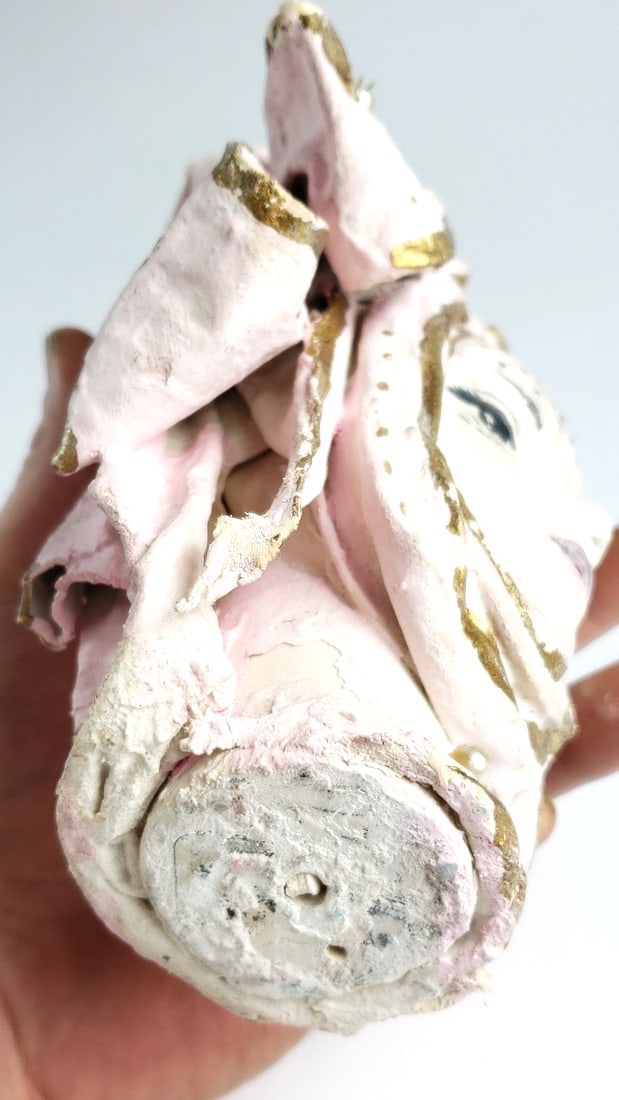 Venetian Style Ceramic Mask with Gold and Pearl Accents - 7