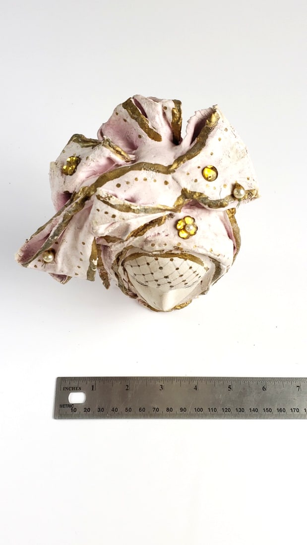 Venetian Style Ceramic Mask with Gold and Pearl Accents - 9
