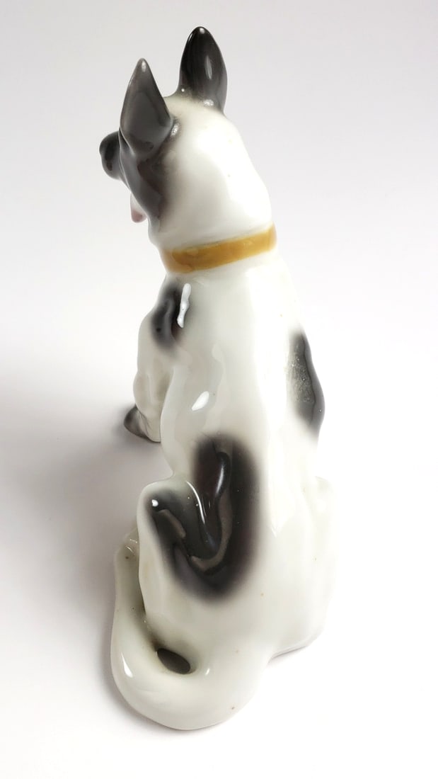 Vintage Japan Ceramic German Shepherd Dog Figurine, Black and White, Sitting Position - 2