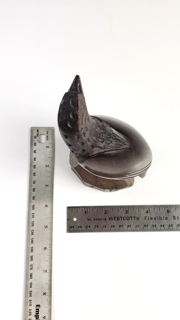 Hand-Carved Wooden Eagle Figurine on Rock Base - 7
