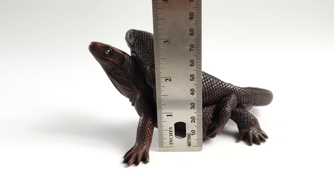 Hand-Carved Wooden Komodo Dragon Lizard Figurine Sculpture Decor - 7