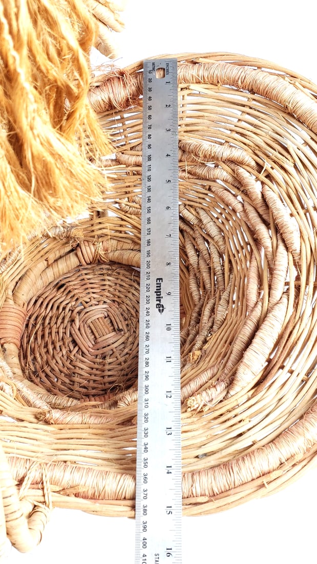 Extra Large Handcrafted Woven Basket with Rope Decorative Figure Handle - 12