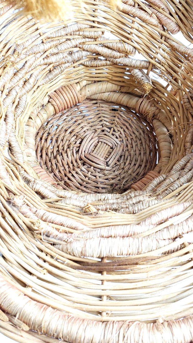 Extra Large Handcrafted Woven Basket with Rope Decorative Figure Handle - 3