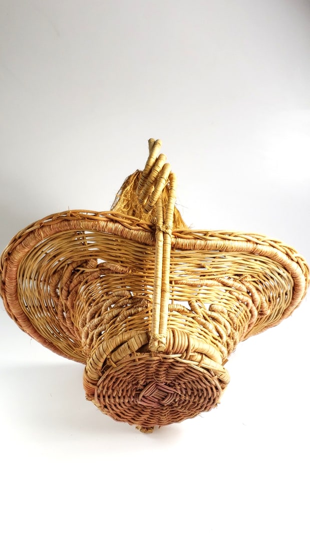 Extra Large Handcrafted Woven Basket with Rope Decorative Figure Handle - 5