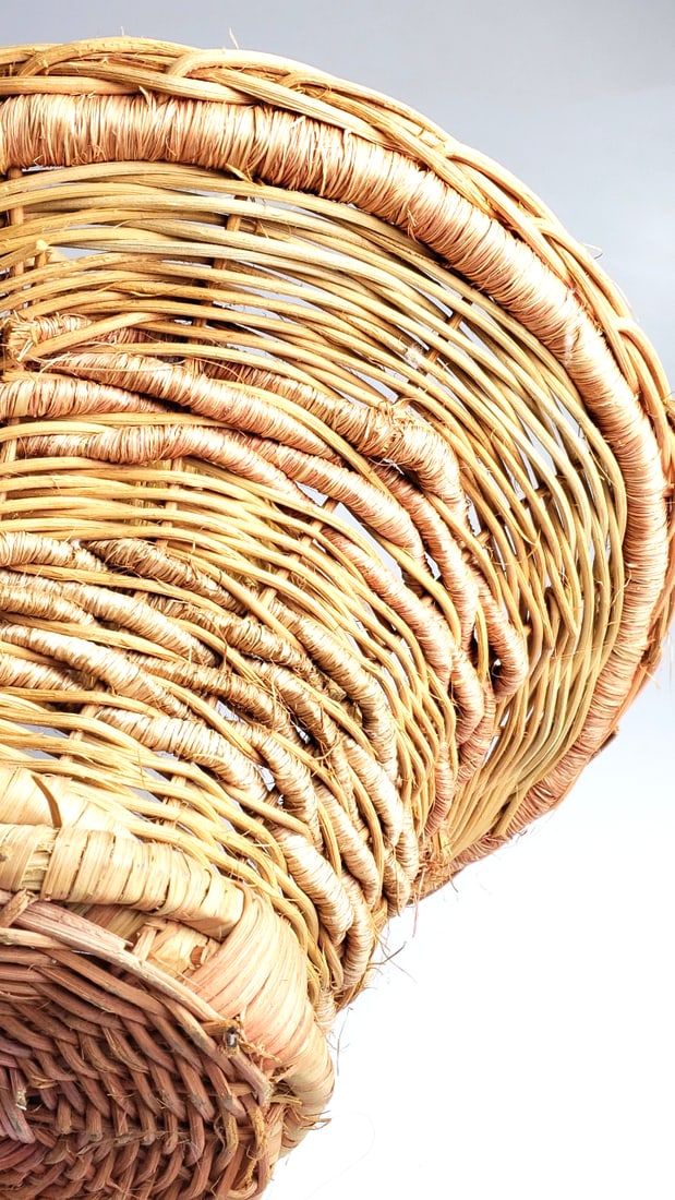 Extra Large Handcrafted Woven Basket with Rope Decorative Figure Handle - 8