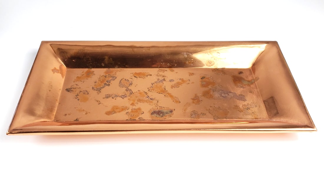 Old Dutch International Heavy Gauge Rectangular Copper 18" x 9" Tray Made in India: Nice, some tarnish Height: 2 Low Estimate: 25 Width: 9 High Estimate: 95