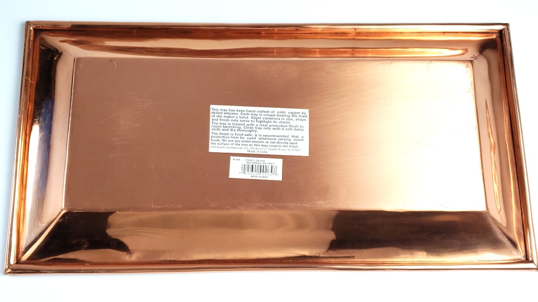 Old Dutch International Heavy Gauge Rectangular Copper 18" x 9" Tray Made in India - 4