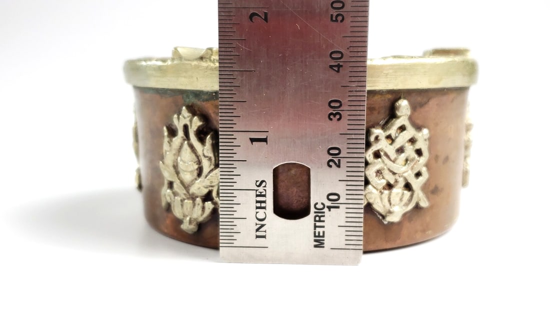 Copper With Silver? Trim Decorative Ashtray with Relief Design - 4